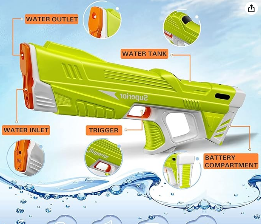 Szuper vízipisztoly újratölthető akkumulátorral