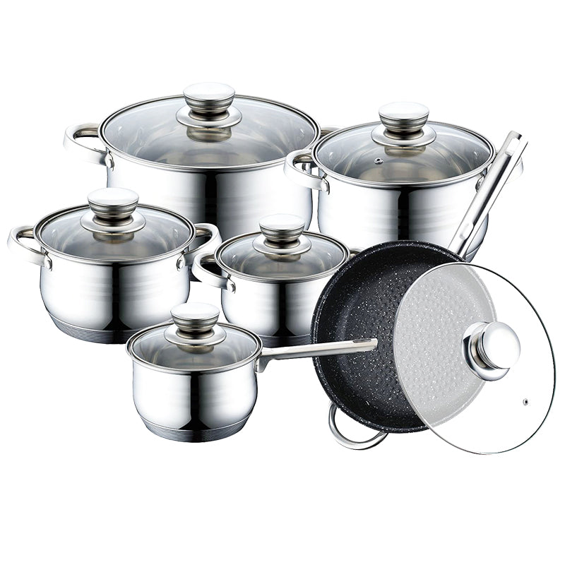 12 darabos, strapabíró edénykészlet 18/10-es rozsdamentes acélból