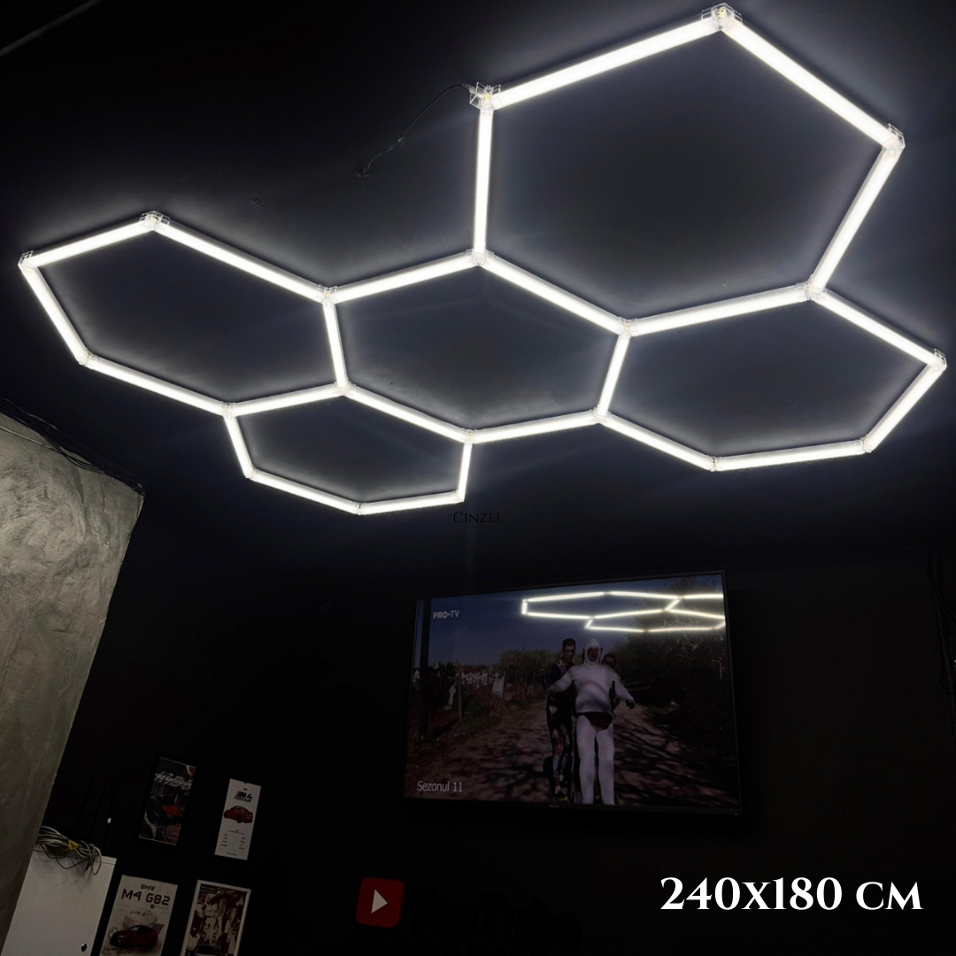 Mennyezeti LED lámpa hatszögletű 240×180 cm