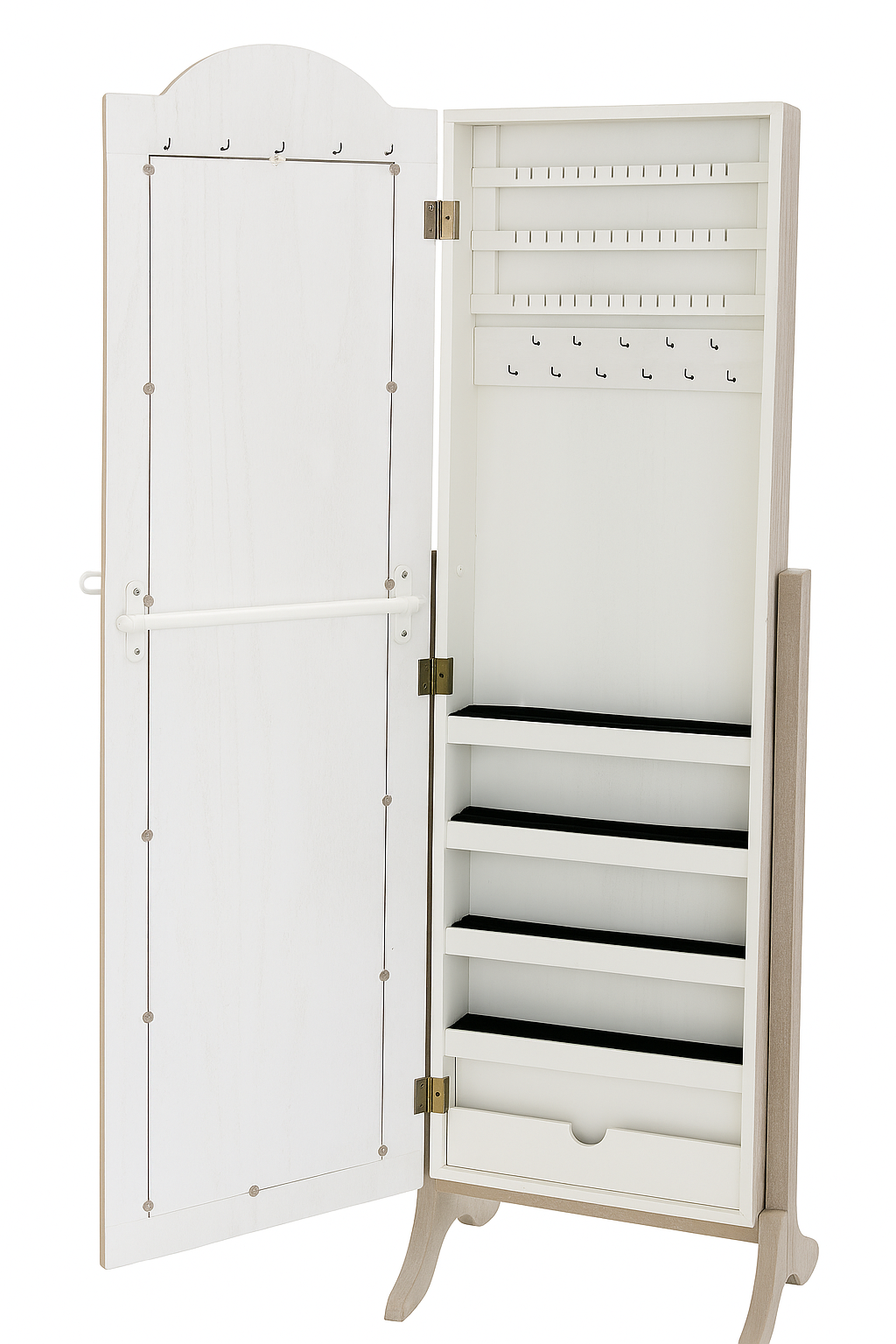 Elegáns álló tükör beépített ékszertartóval