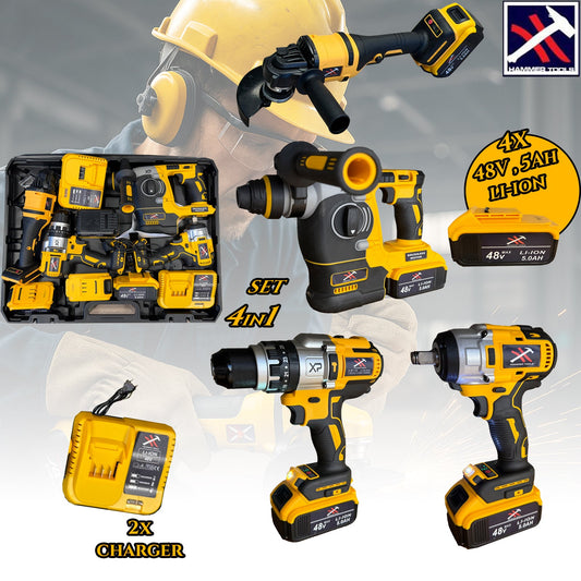 HAMMER TOOLS 4 az 1-ben Készlet - 4x48V 5Ah Li-Ion