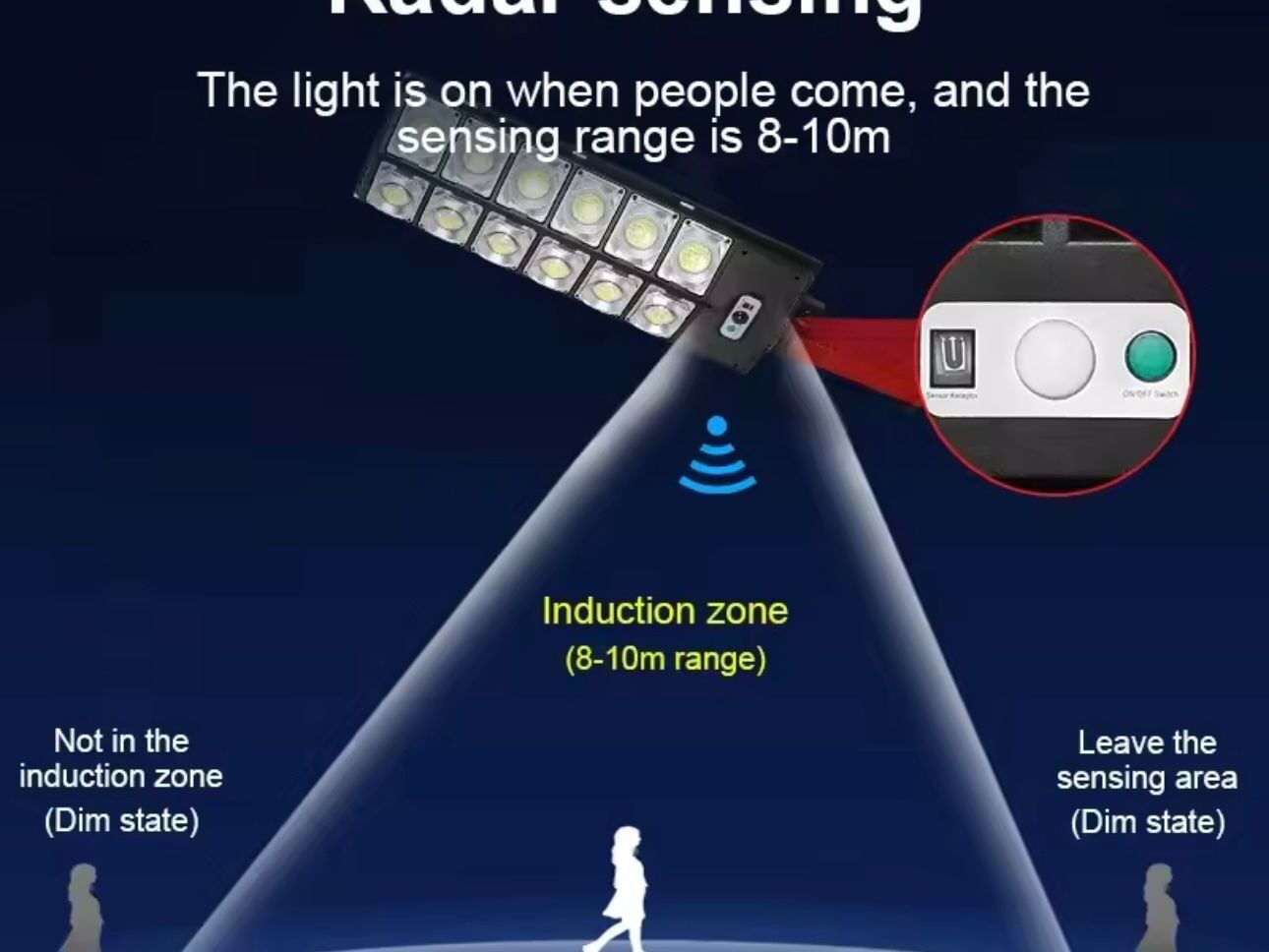 Napelemes LED lámpa távirányítóval
