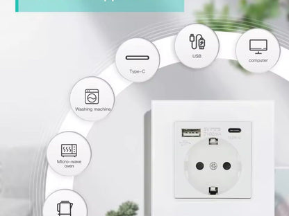 Kettős fali aljzat (USB + C)