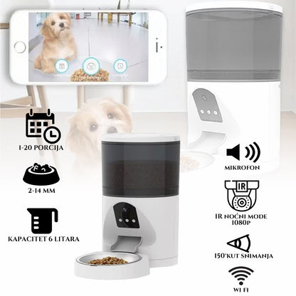 OKOS WIFI-S ETETŐ 6L HÁZIÁLLATOKNAK KAMERÁVAL, MIKROFONNAL ÉS VEZÉRLŐ ALKALMAZÁSSAL