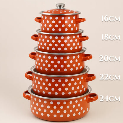 Retro 5 részes zománcozott edénykészlet (16–24 cm)