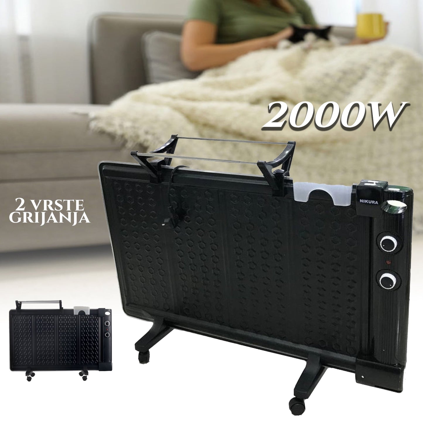 OLAJRADIÁTOR 2000W RUHASZÁRÍTÓ ÁLLÁSSAL