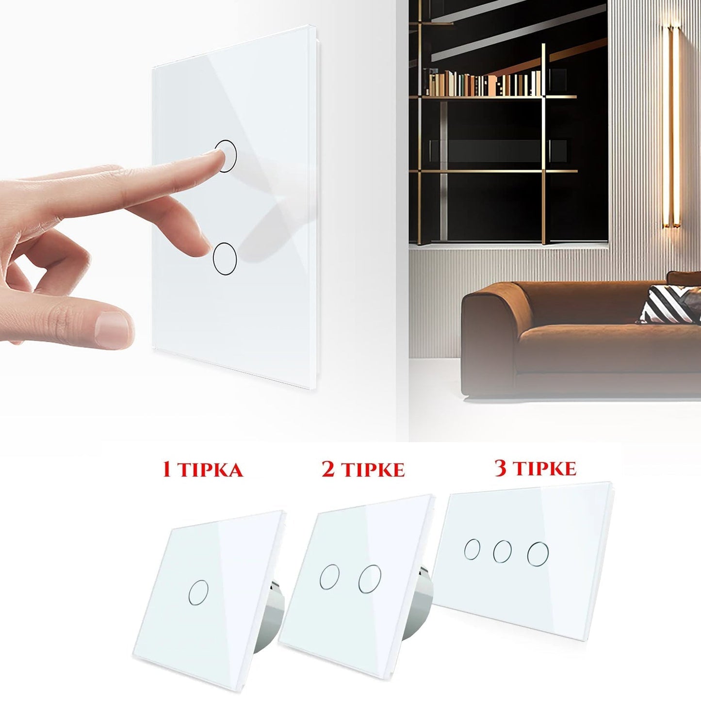 ÉRINTŐKAPCSOLÓK FEHÉR, WIFI EGYSZERES, KETTŐS, HÁRMAS