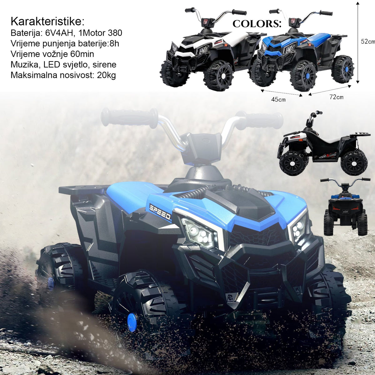Gyermek elektromos quad SPEED