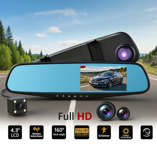 Full HD autókamera 5'' + tolatókamera