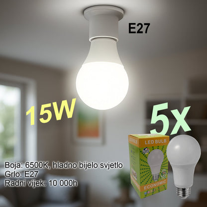 LED izzó E27 15W 5 db